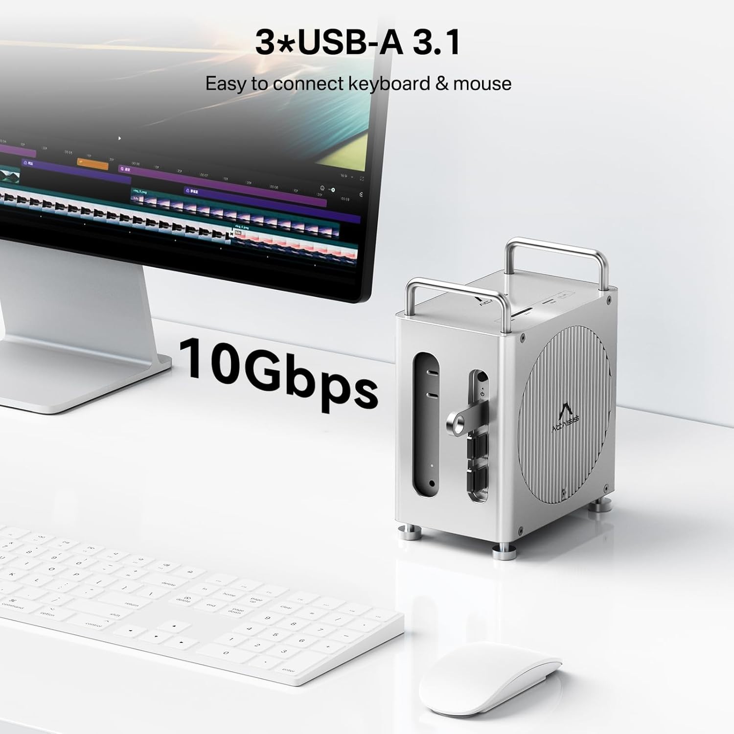 ACASIS 40Gbps Mac mini M4 Dock & Dual-Bay NVMe SSD Enclosure 8-in-1 Workstation