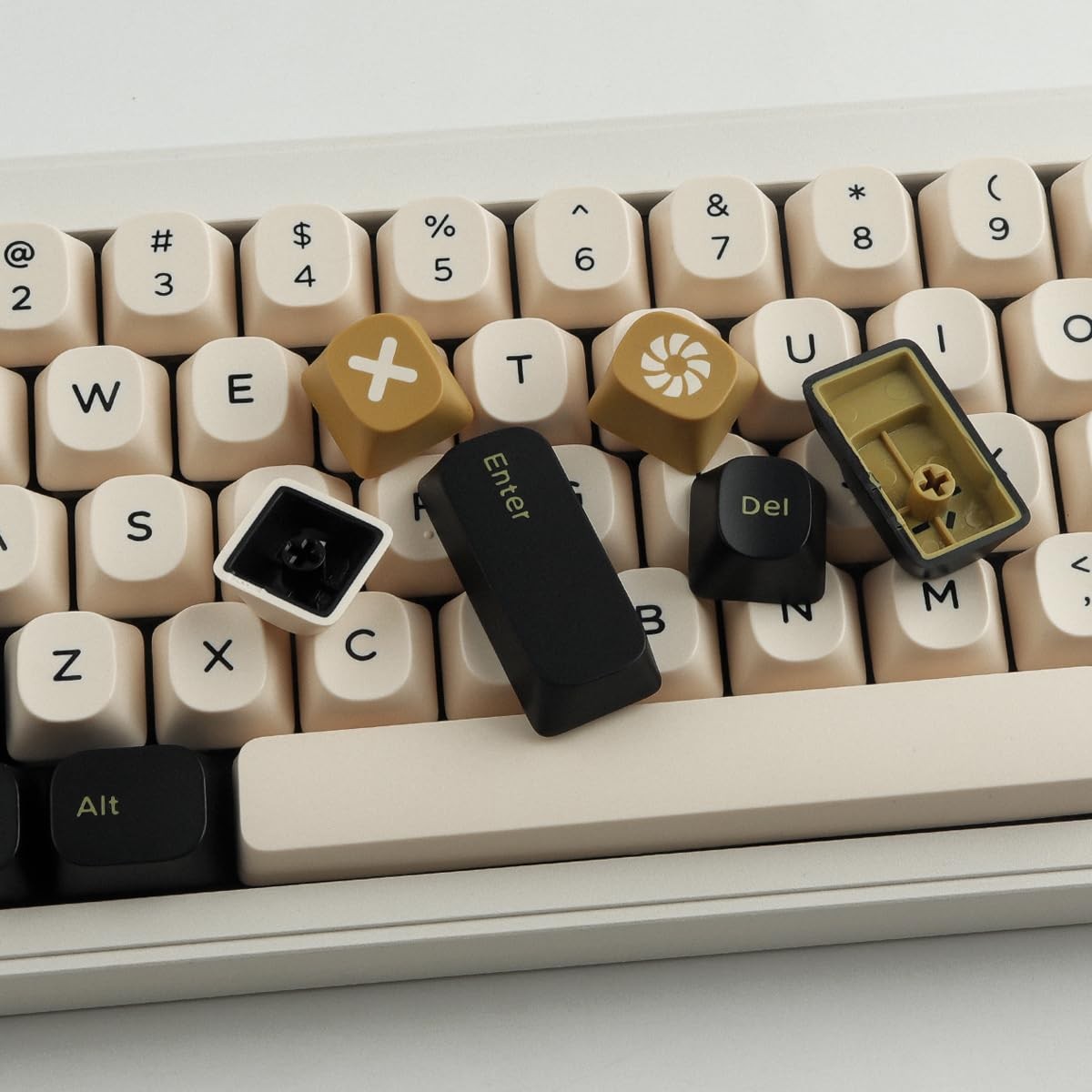 Double Shot PBT Keycaps 171 Keys Retro YMK For Cherry MX Black White Gold