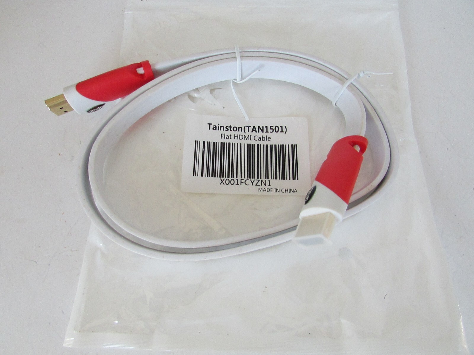 Tainston Flat HDMI Cable w/Ethernet Gold Plated 4K 3D 3 Feet White