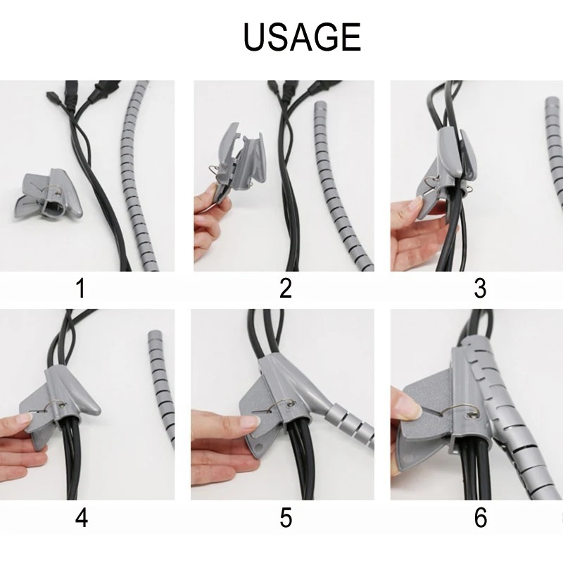2M Cable Protector Spiral Wrap Wire Organizer Tube for Desk PC Computer Cords