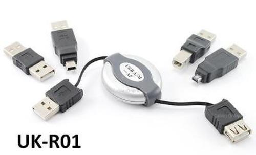 5-in-1 Travel USB Retractable Computer Cable Adapter Kit , CablesOnline UK-R01