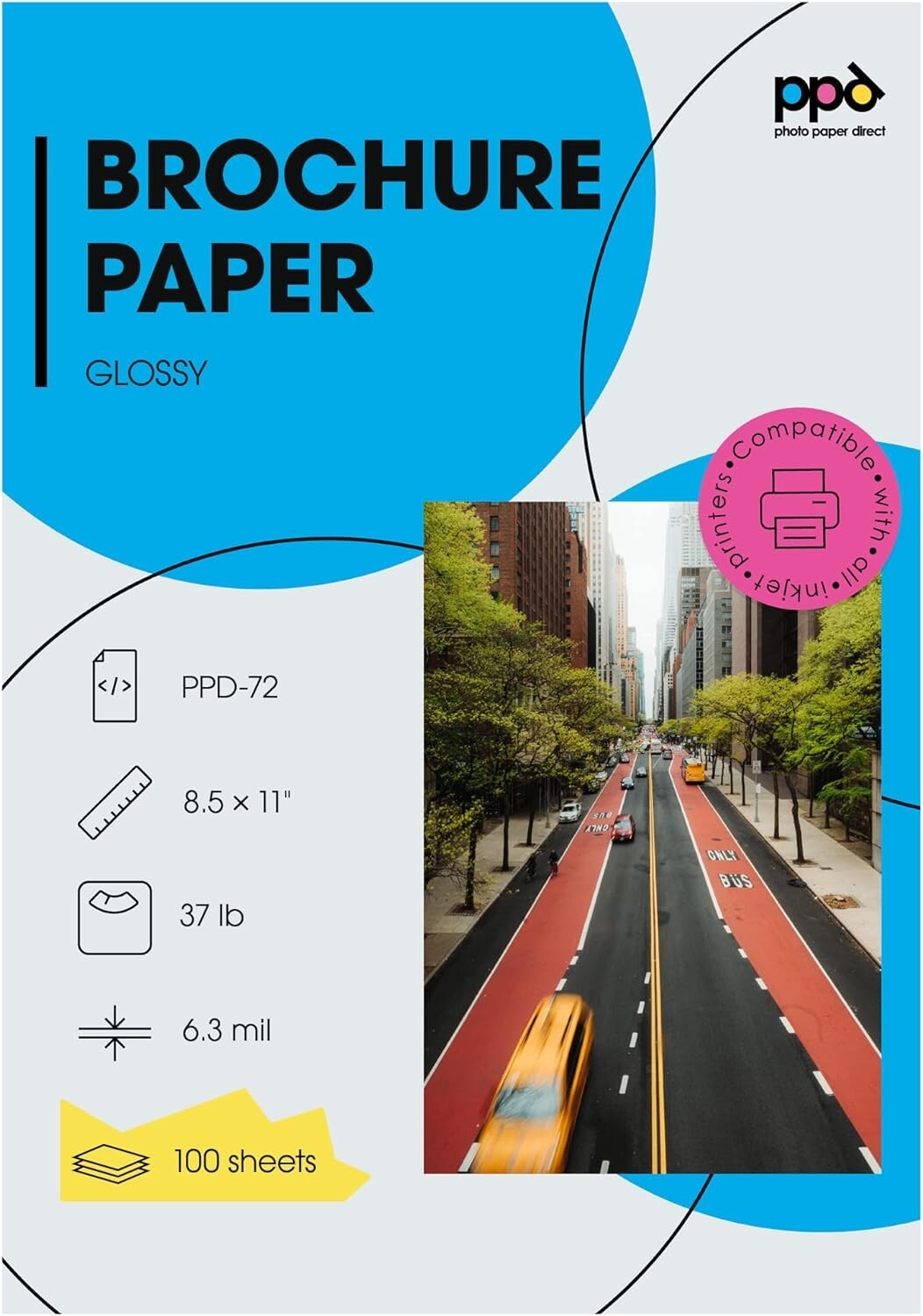 100 Sheets Glossy Brochure Paper 8.5×11 140gsm Double Sided Water-Resistant P…