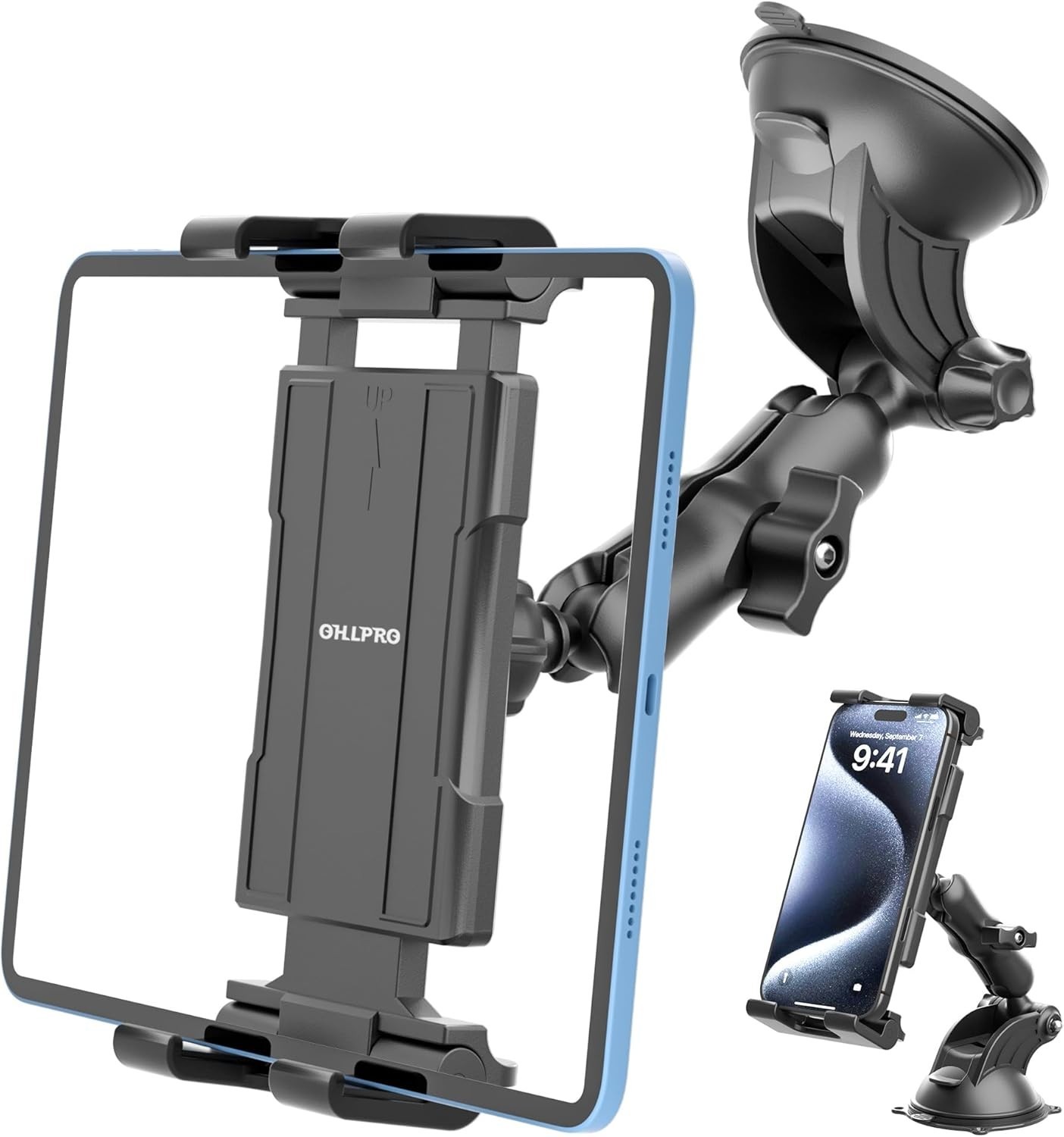 Heavy Duty Tablet Mount | Car Truck Dash/Windshield Holder for 4.7″-12.9″ iPad