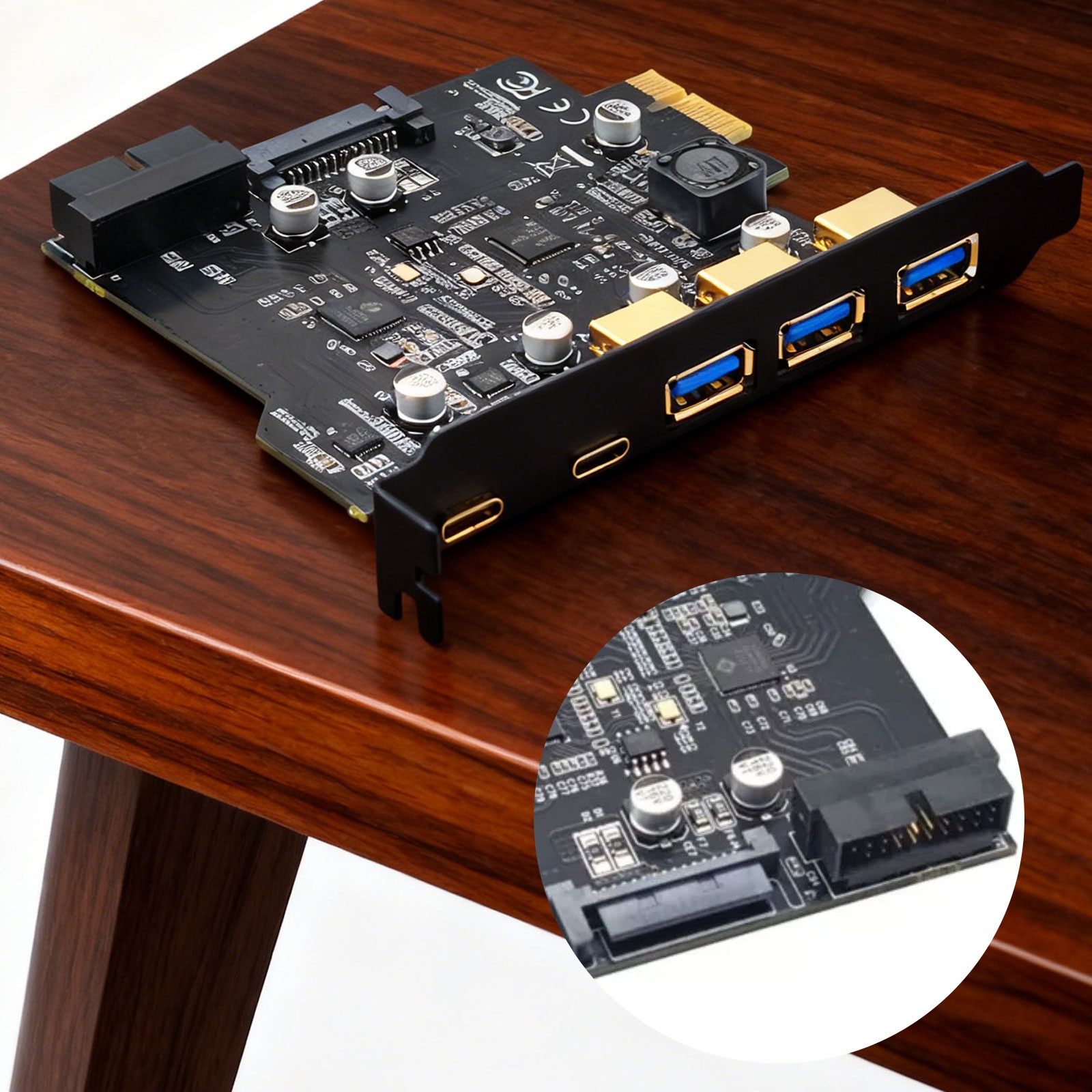 USB3.2 GEN1 PCI-E Expansion Card 5 Ports 2*Type-C 3*USB-A 19 Pin Connector 5Gbiw