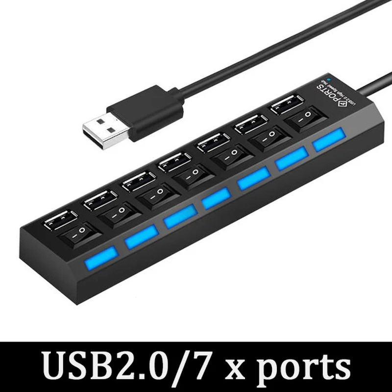 USB 3.0 Power Adapter 4/7 Port Multi USB Splitter Hub USB Hub 2.0 USB Multiple E