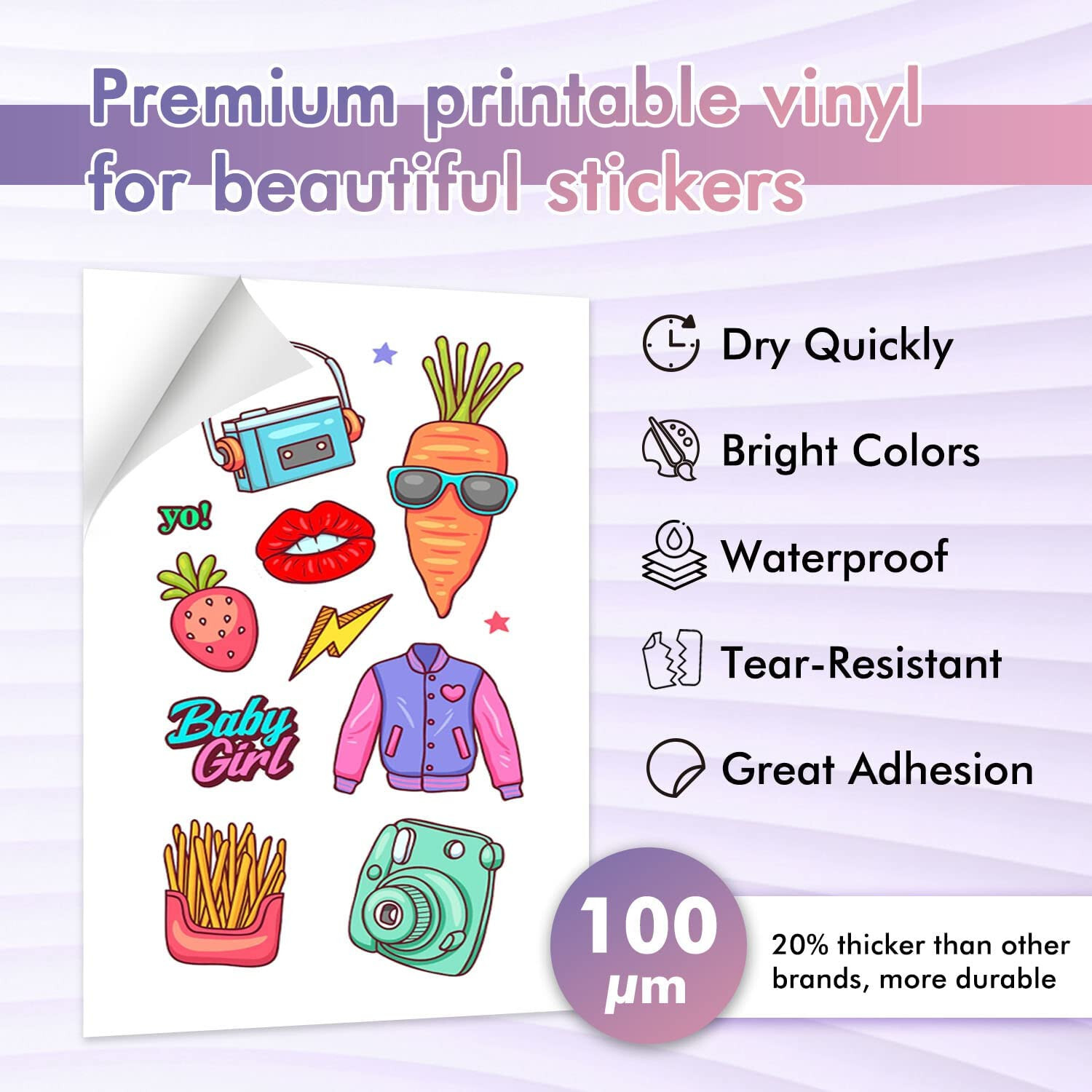 Koala Vinyl Sticker Paper fo Inkjet Glossy White Waterproof Sticker Paper 8.5×11