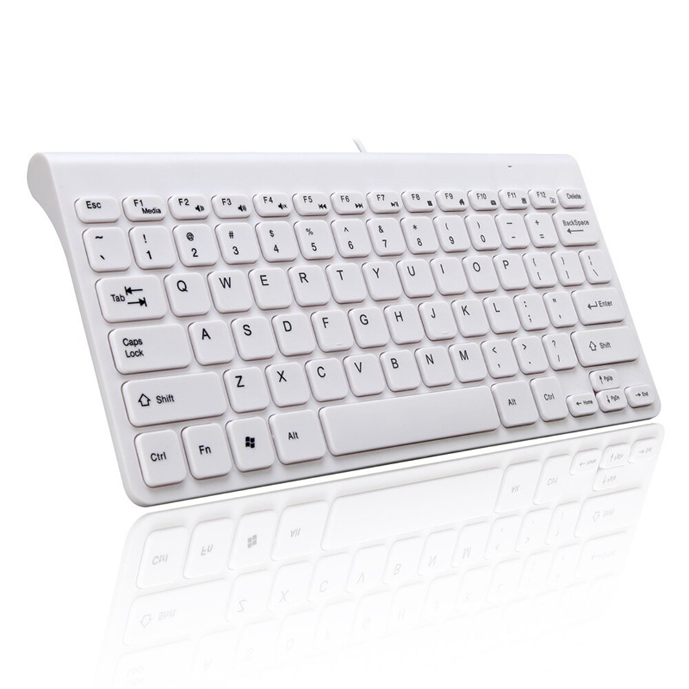 78 Keys Small Waterproof Wired USB Keyboard for PC Desktop Laptop Computer White