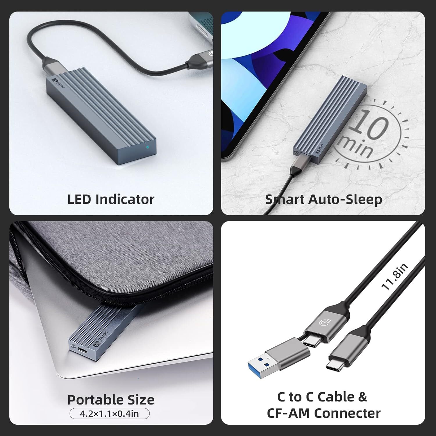 M.2 NVME SSD Enclosure Adapter USB 3.1 Gen 2 External Case 10Gbps for PC laptop