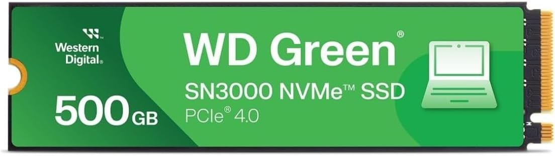 WD Green SN3000 500GB NVMe Gen4 PCIe, M.2 2280 Internal SSD WDS500G4G0E