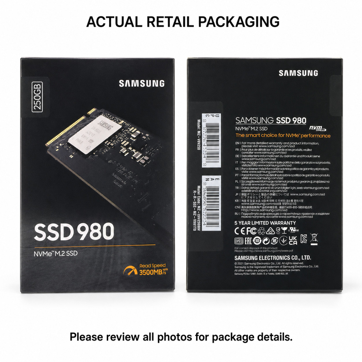 Original Samsung SSD 980 MZ-V8V250BW 250GB NVMe1.4 With installation tools