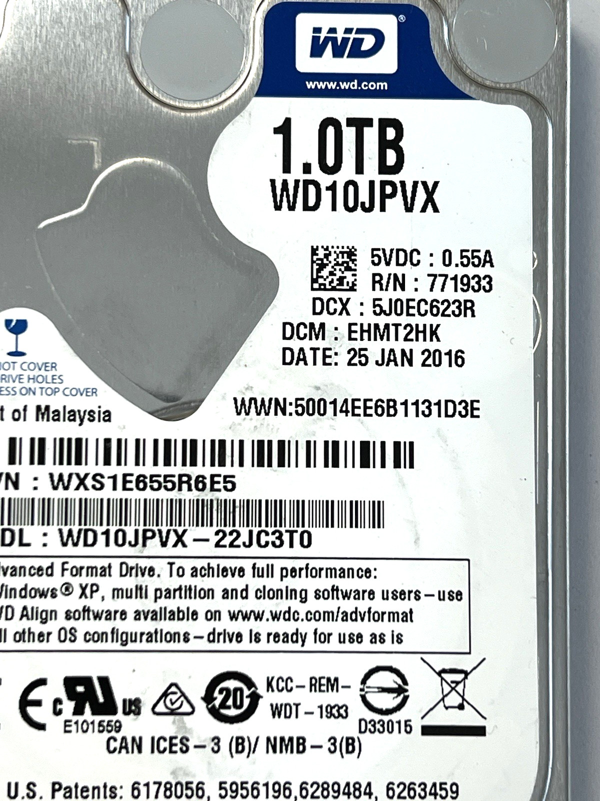 WD Blue 1TB 2.5″ Laptop Hard Drive 5400RPM 8MB Cache SATA 6Gb/s WD10JPVX HDD