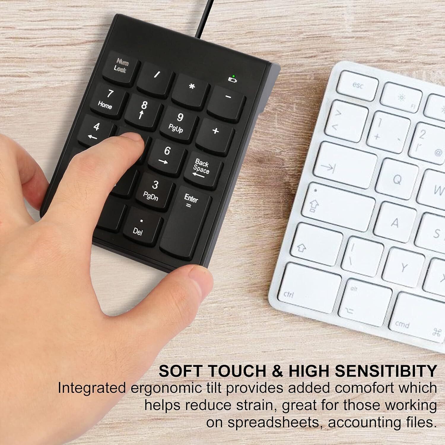 Ultra-Slim Wired Numeric Keypad – Portable 10-Key USB Number Pad for Laptop & PC