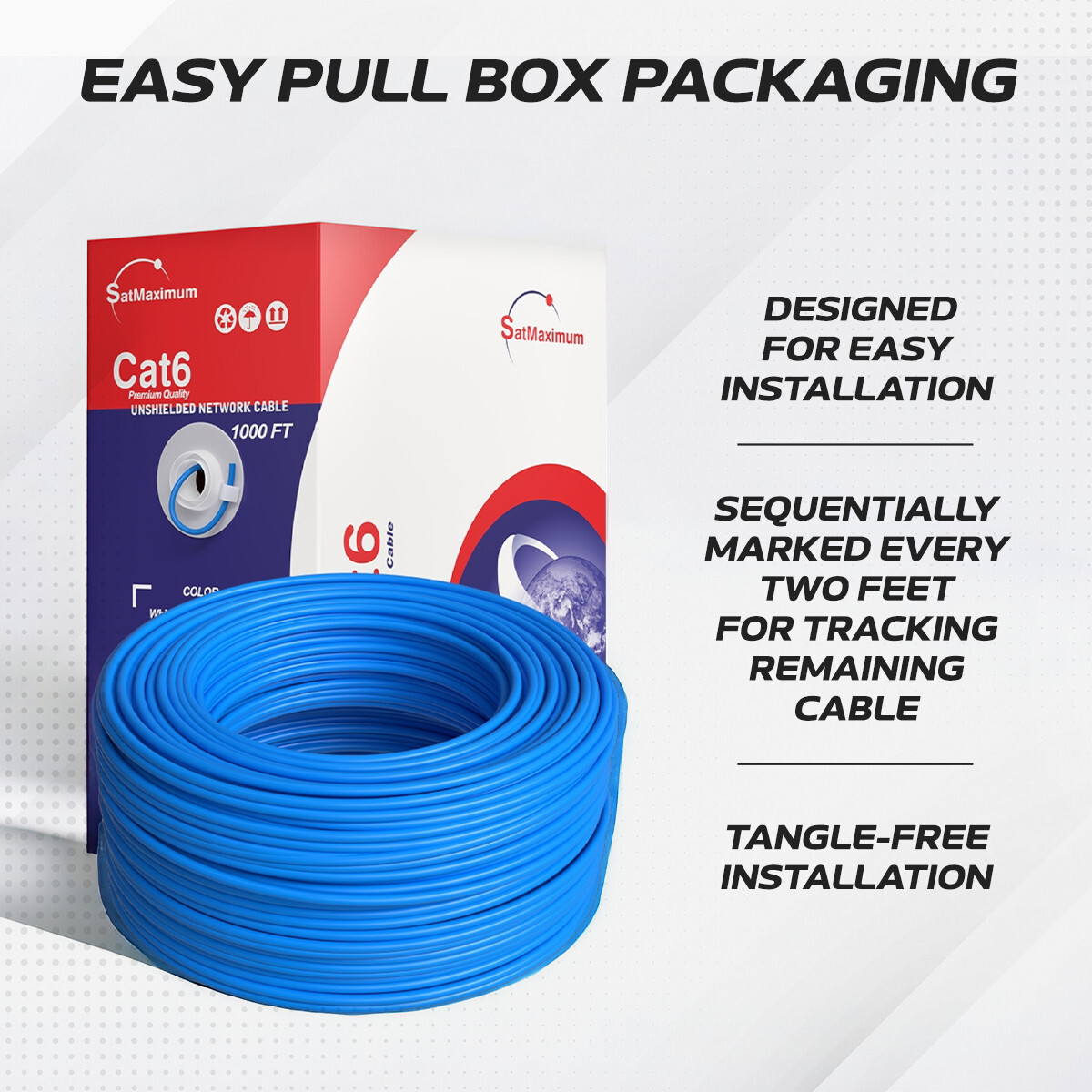 Cat6 500ft cable UTP Solid Gray LAN Netwrok Ethernet RJ45 Bulk 23 AWG