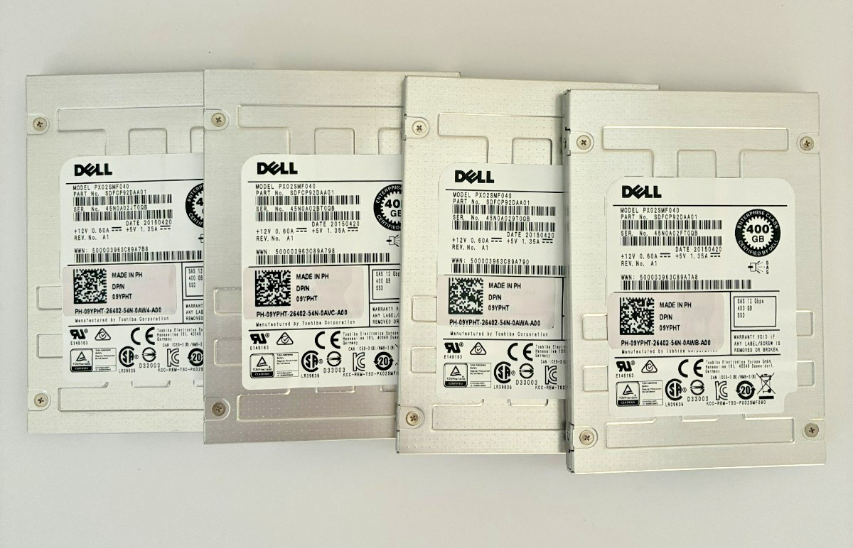 Dell 400GB SAS 12Gb/s 2.5″ SSD eMLC PX02SMF040 DP/N 09YPHT No Caddy