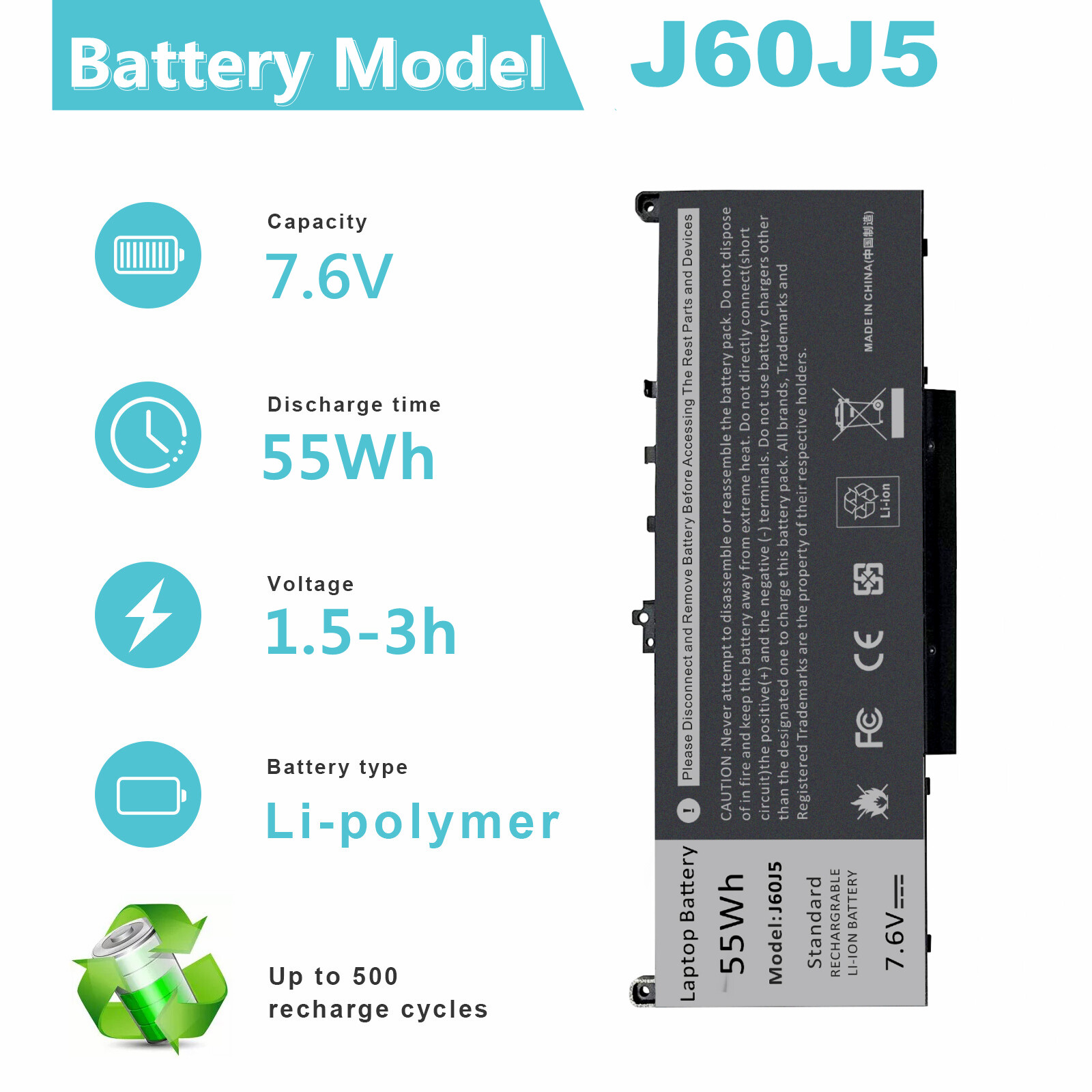 Battery For Dell Latitude E7270 E7470 Series J60J5 R1V85 451-BBSX 451-BBSY PC