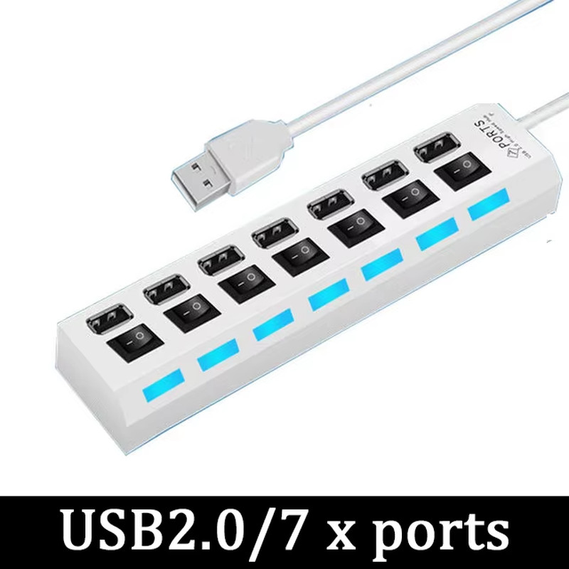 USB 3.0 Power Adapter 4/7 Port Multi USB Splitter Hub USB Hub 2.0 USB Multiple E