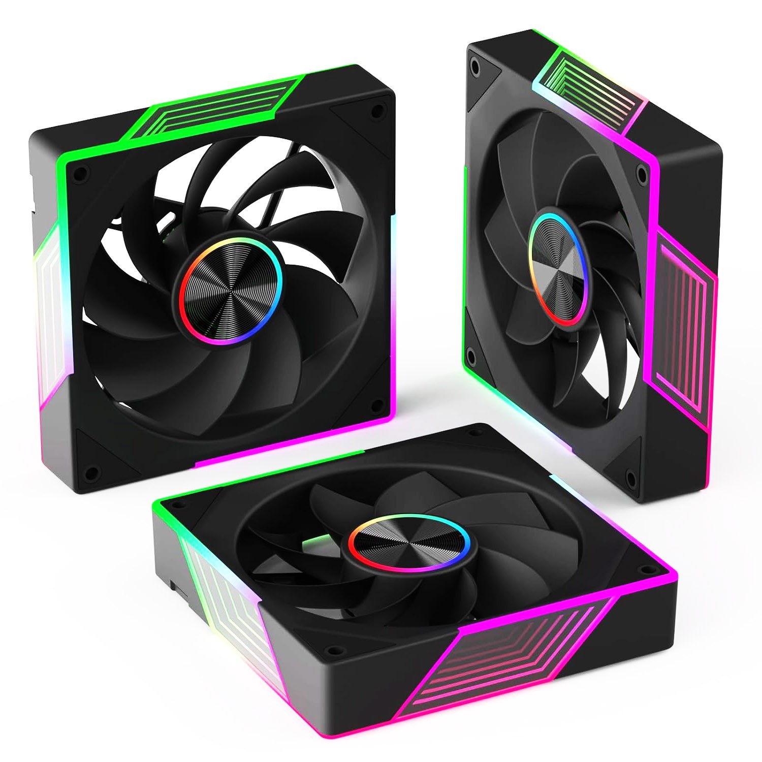 120mm PWM Fans – Set of 3 – Reverse – Unique ARGB Lighting – 4-Pin Connection