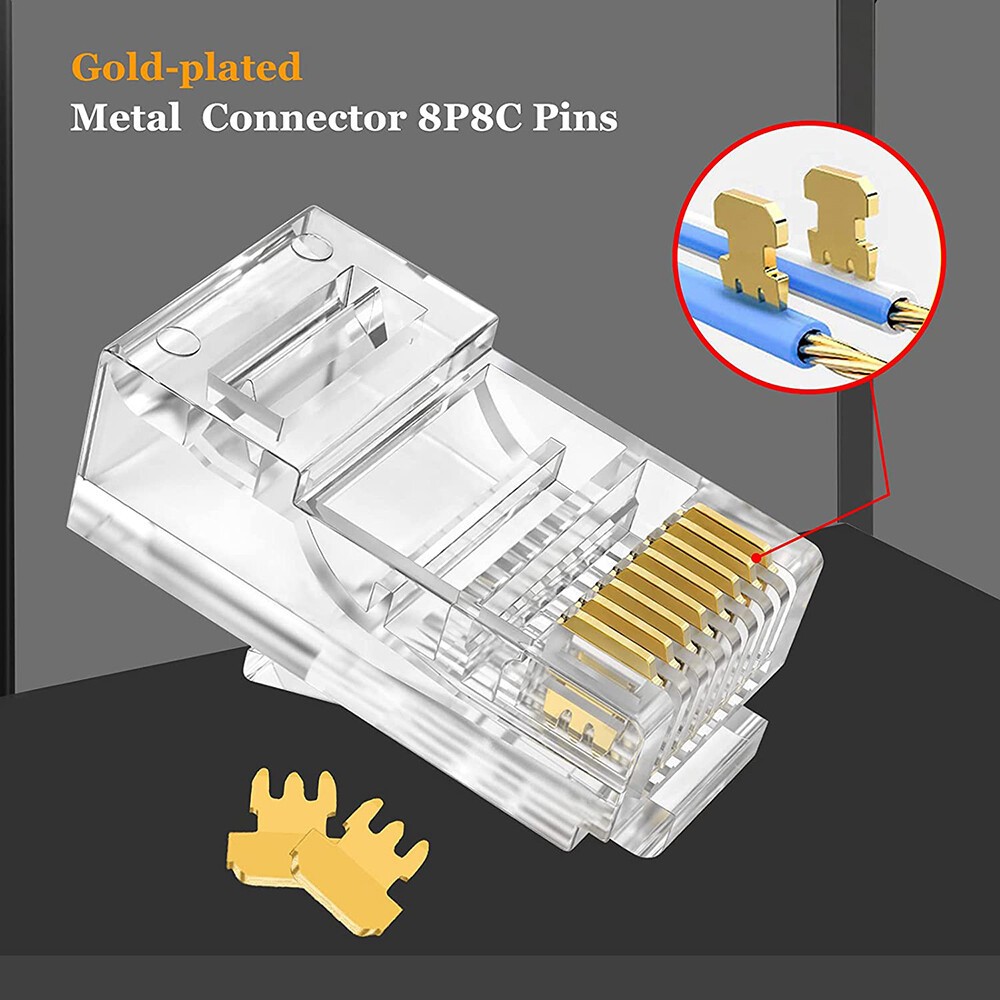 100pcs RJ45 Pass Through Modular Plug Network Cable Connector End 8P8C CAT6 CAT5