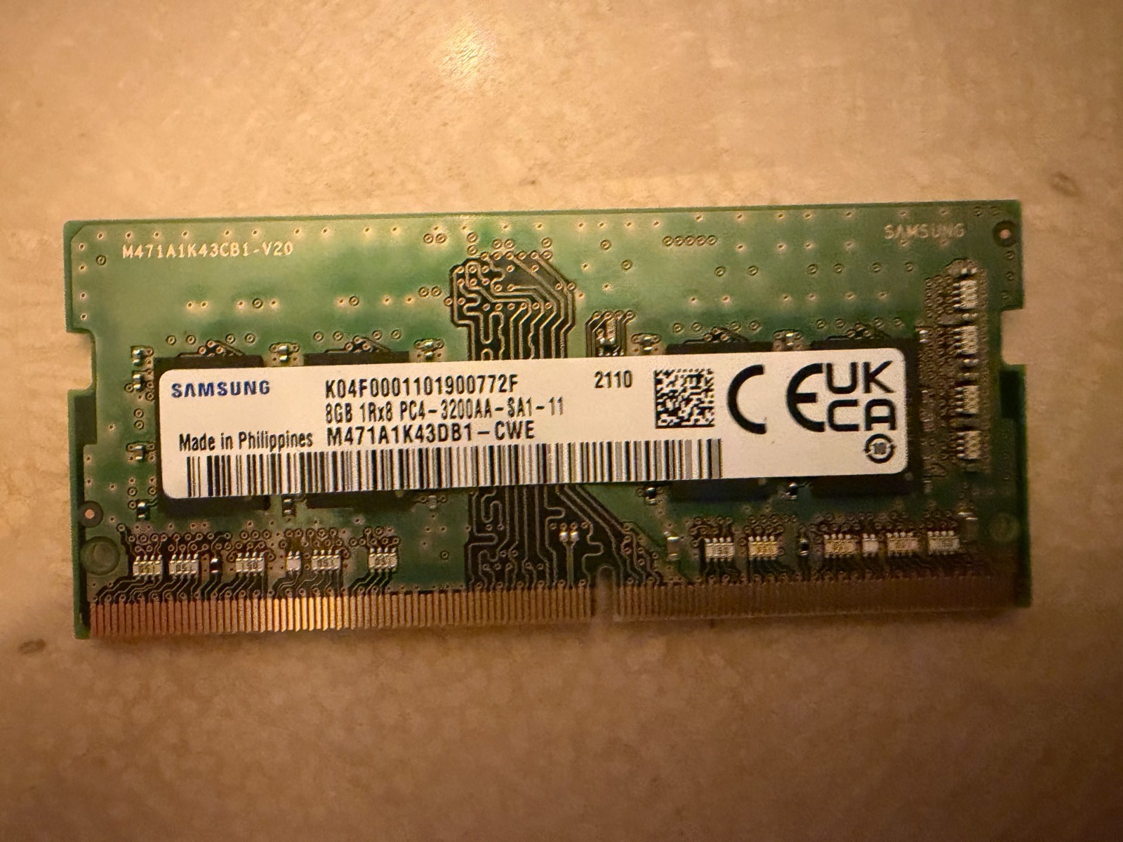 SAMSUNG 8GB 1Rx8 PC4-3200AA-SA1-11 DDR4 Memory