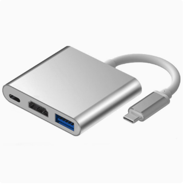 3 in 1 Type-C Hub USB3.1 Male To USB3.0 HDMI USB-C Female Adapter