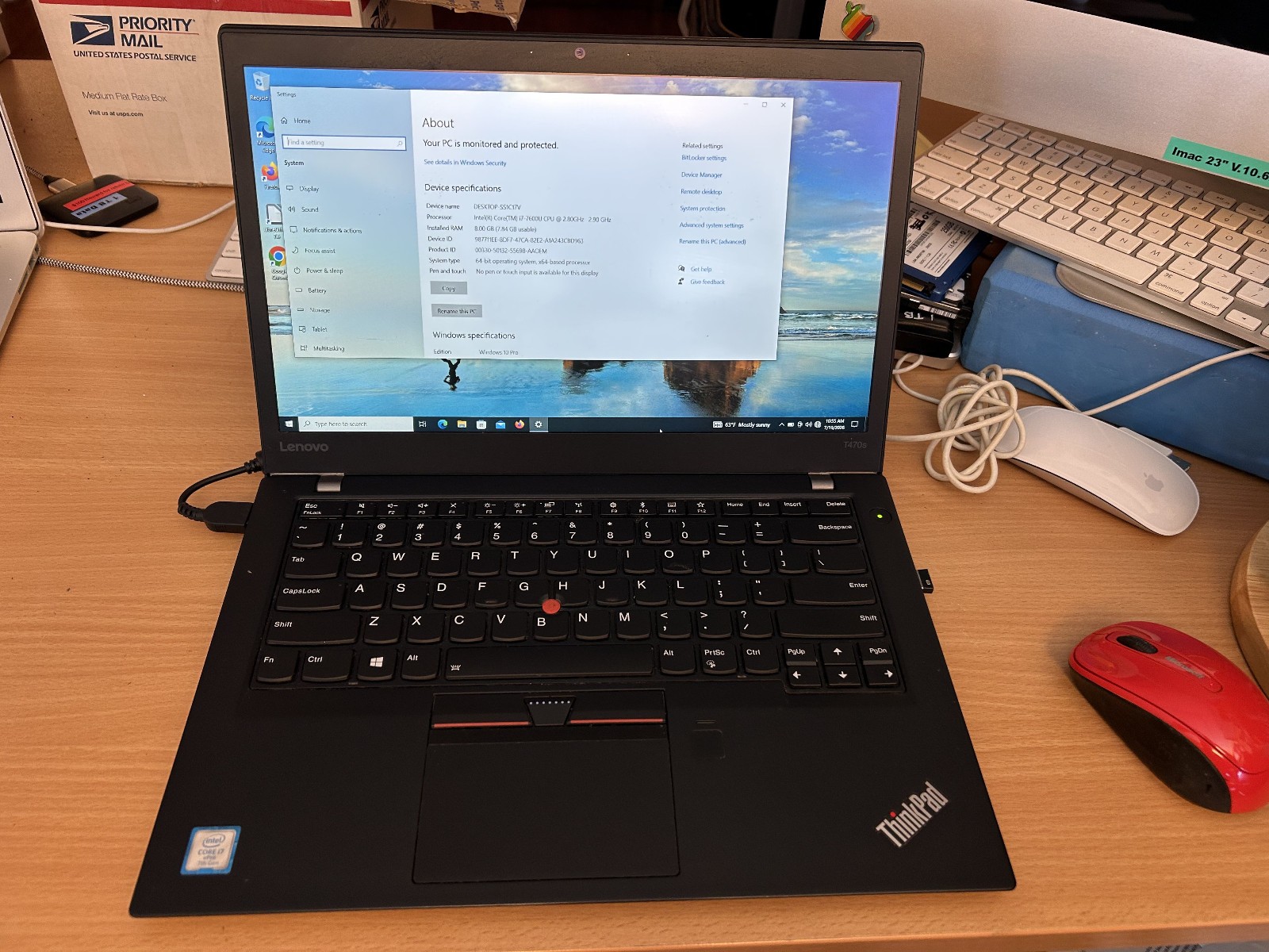 Lenovo Thinkpad T470s Works great NO POWER ADAPTER
