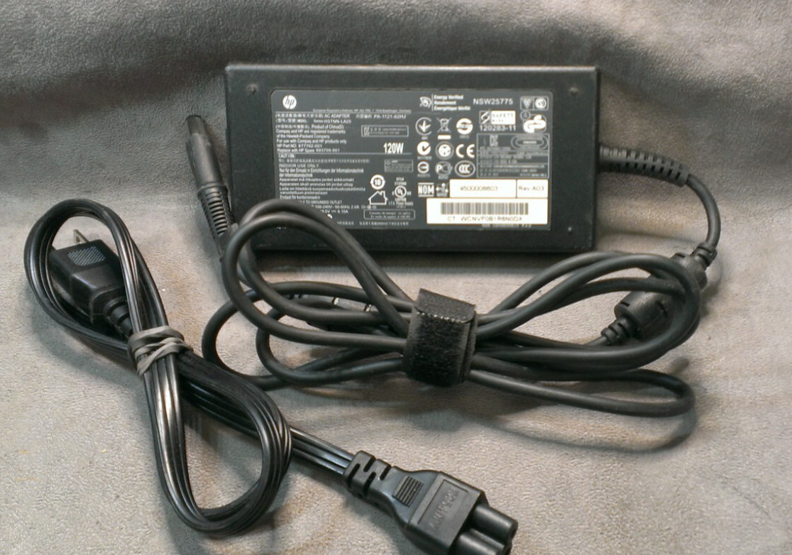 HP 120W 19.5V 6.15A AC Power Adapter Large Plug 7.4MM w/ Power Cord