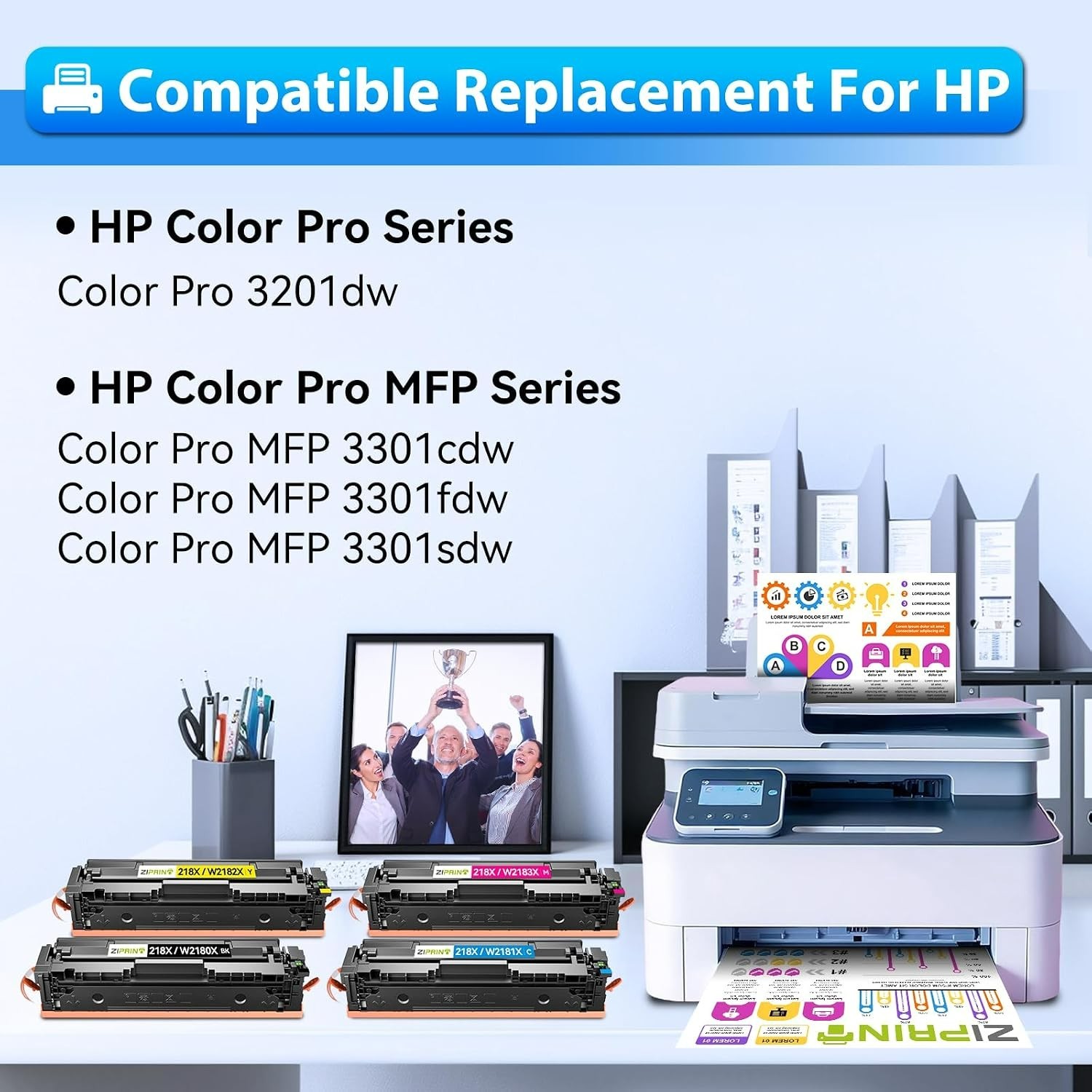 NEW 4 Pack 218X W2180X High Yield Toner w/Chip for HP LaserJet Pro MFP 3301fdw