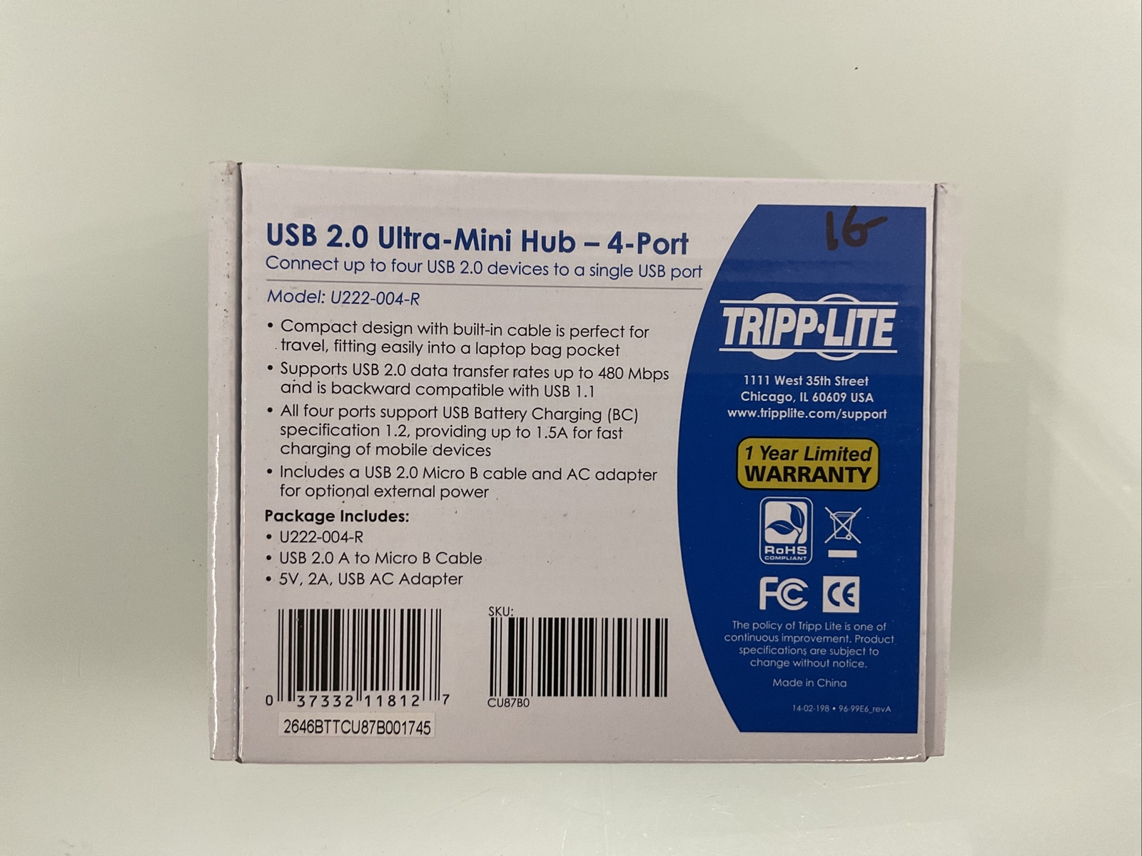 Tripp Lite USB Ultra-Mini Hub 4-Port Powered AC Adapter included BNIB