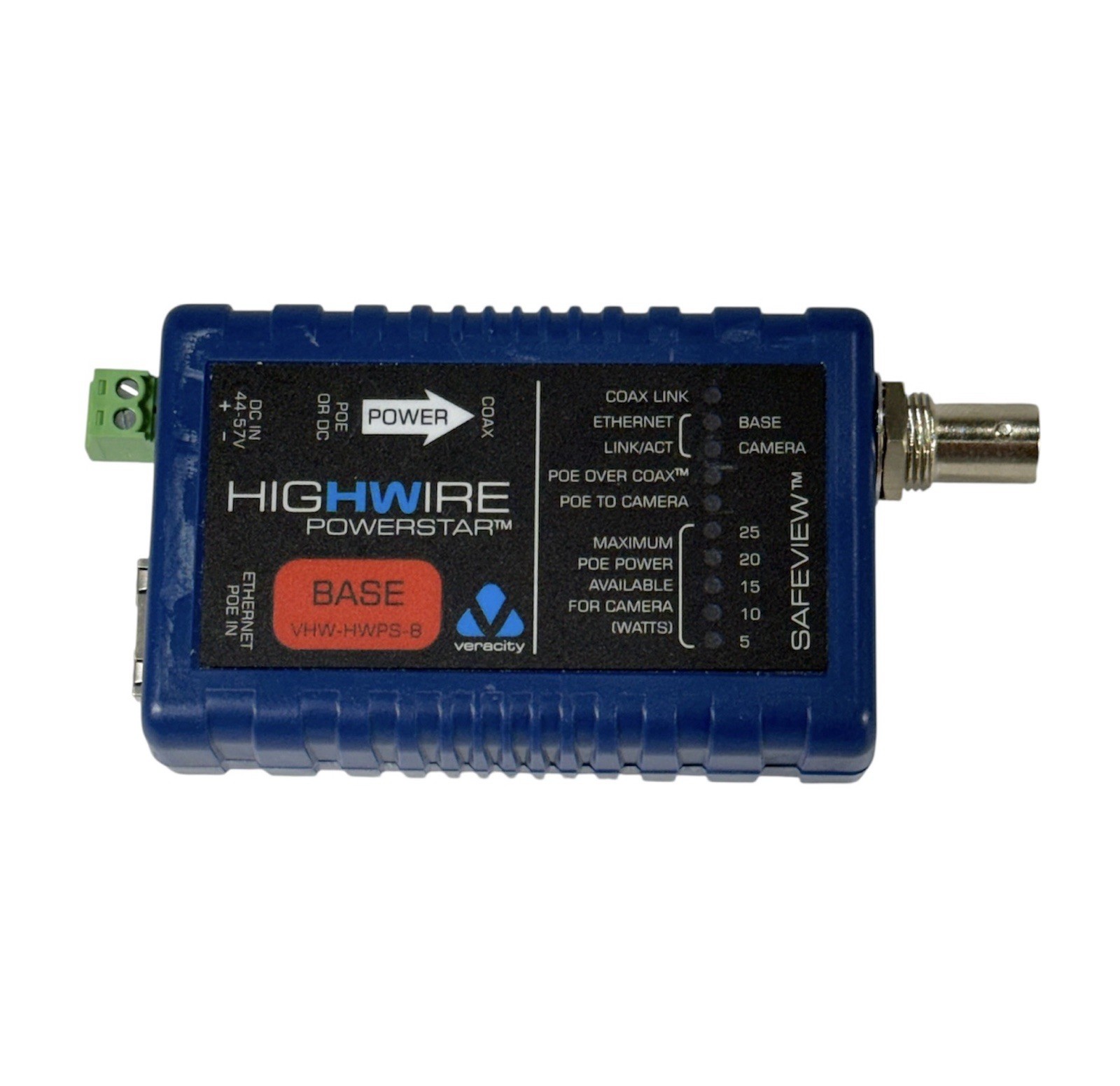 Veracity VHW-HWPS-B HIGHWIRE Powerstar Ethernet & PoE Over Coax BASE Unit