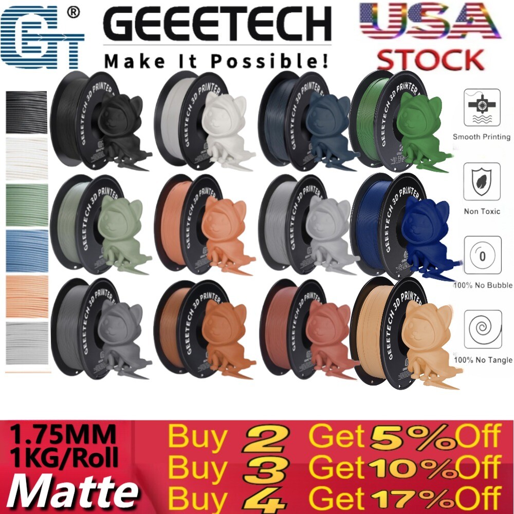 Hot SALE!GEEETECH 3D Printer multicolor Filament PLA/ABS+/PETG/TPU 1.75mm 1KG US