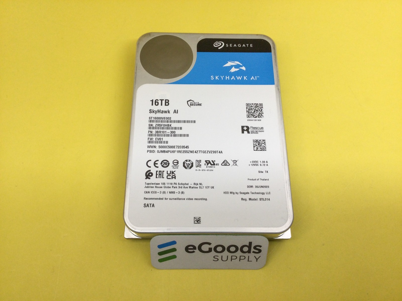 Seagate SkyHawk AI 16TB 7.2K SATA 6Gb/s 256MB 3.5″ Internal HDD ST16000VE002