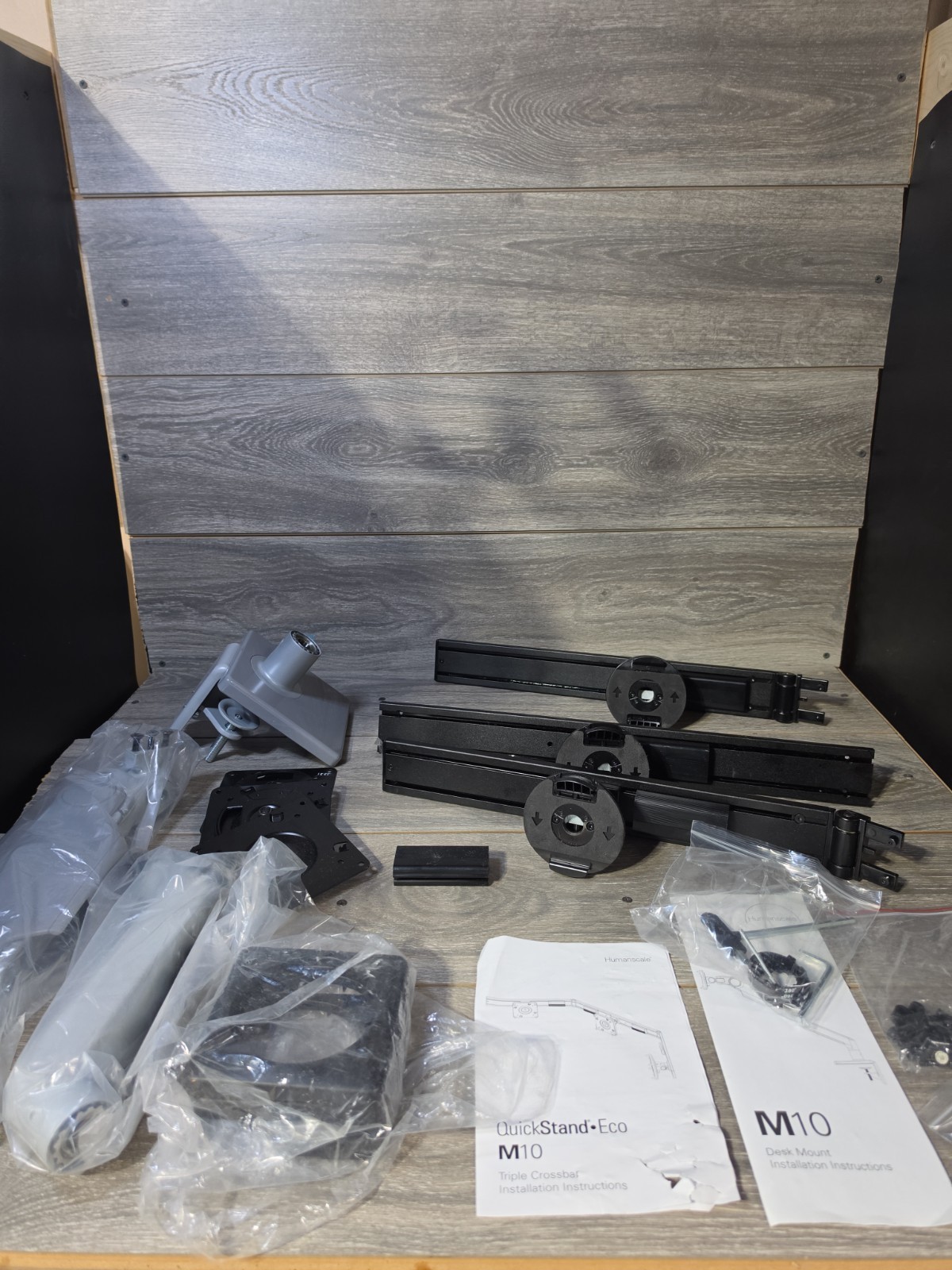 New Humanscale M10 – M/flex Triple Monitor Mounts- Gray & Black Brushed & NOB