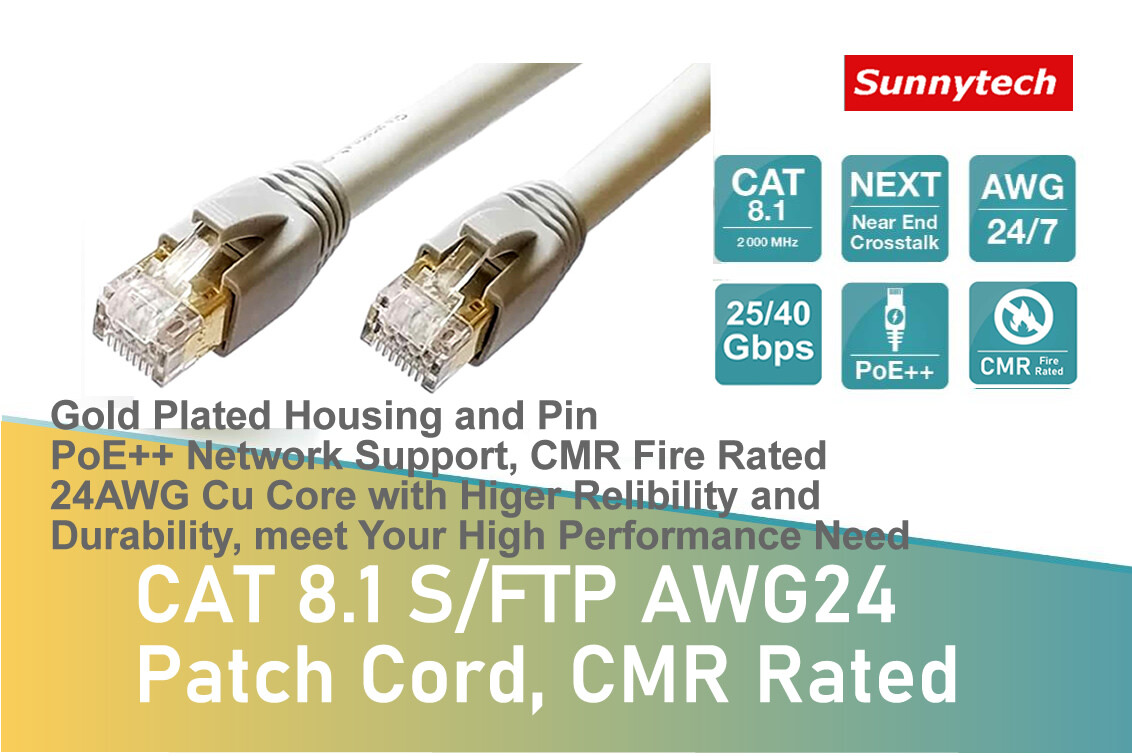 Premium Quality CAT8 CAT7A High Speed Fire Rated Ethernet Cable 3~100ft Lot
