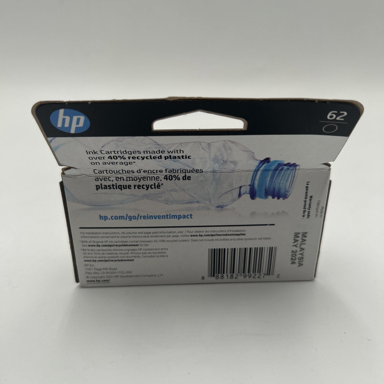 Genuine HP 62 Combo 2 PACK Black Tri-Color Ink Cartridges OEM Exp 08/23 & 05/24