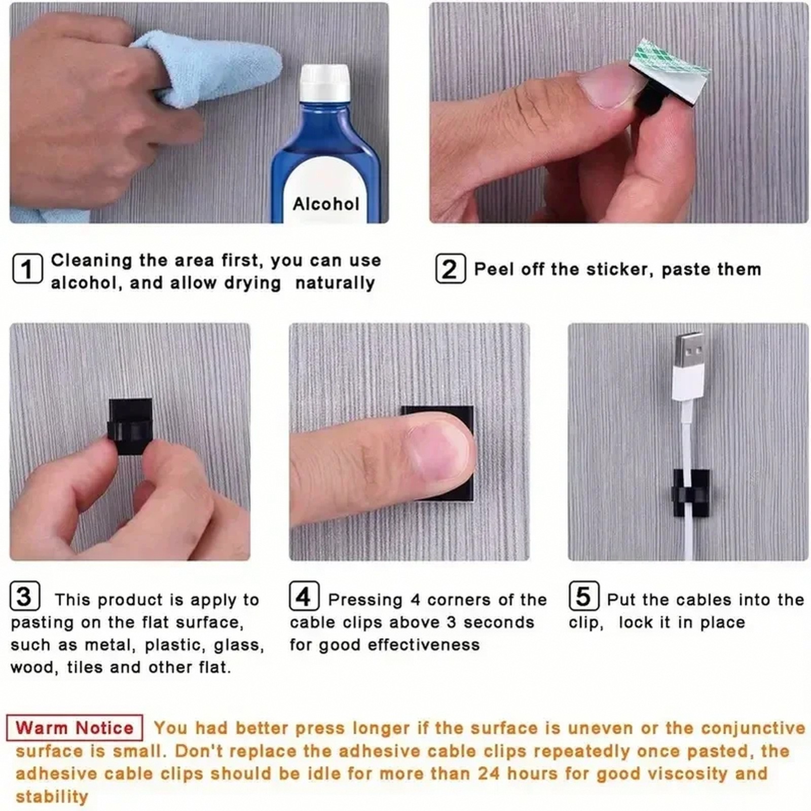 50-100pcs 0.75 x 0.55 in Double-sided Tape Cable Clips Adhesive Wire Holders