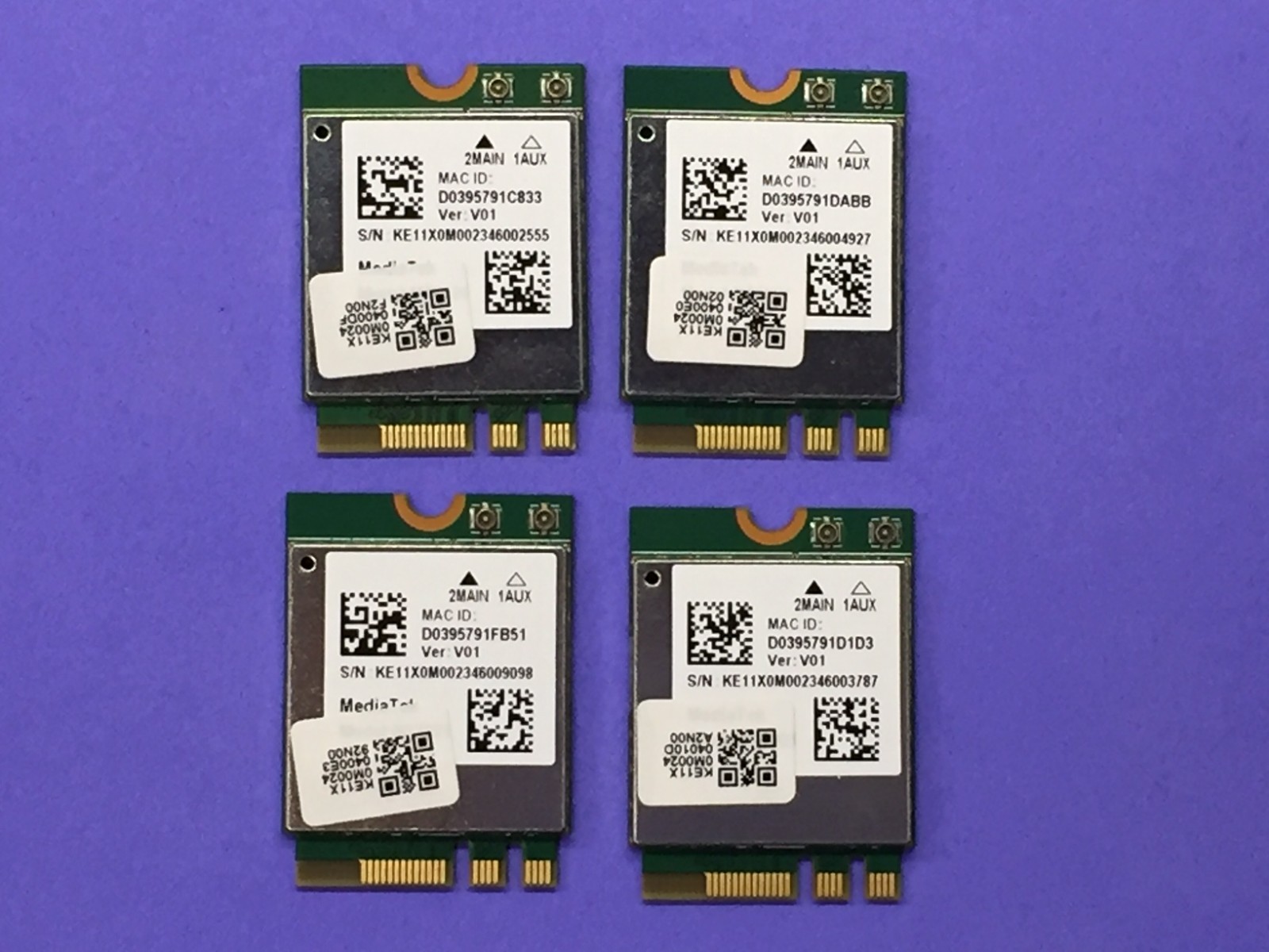 LOT OF 4 MediaTek Model: MT7921 Wifi Wireless Lan 802 11AX BT FM Wifi 6 2X2