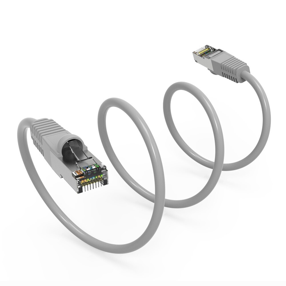 0.5FT Cat6 RJ45 Ethernet LAN Network SSTP Shielded Patch Cable Copper 26AWG Gray