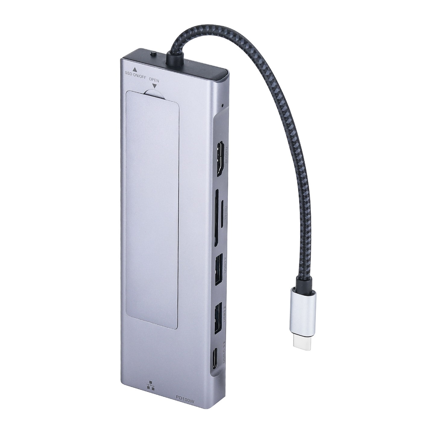 USB C Hub with M.2 NVMe SSD Enclosure 4K/60Hz PD Type-C USB 3.2 Ethernet SD/TF