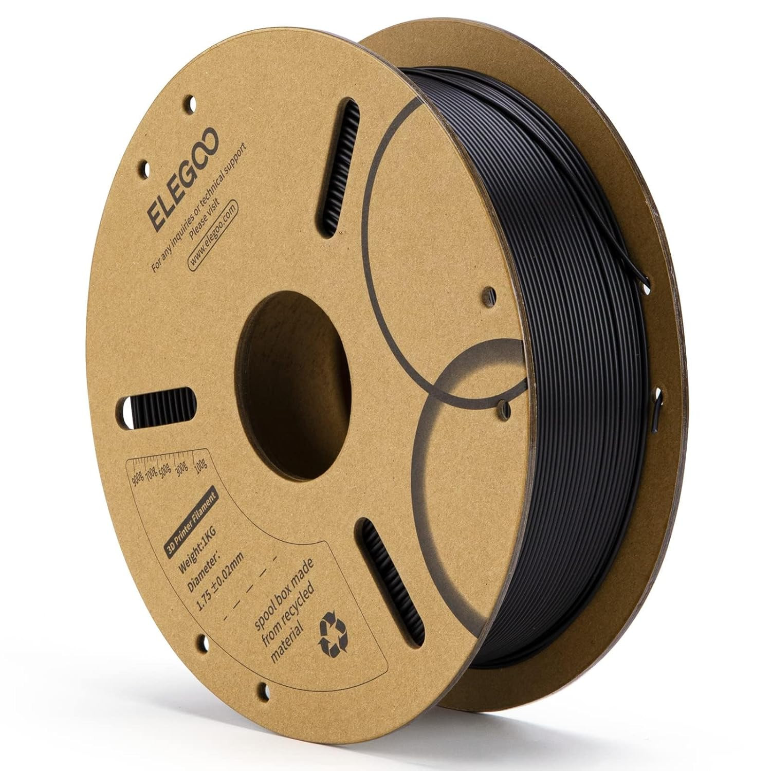 PLA Filament 1.75Mm Black 1KG, 3D Printer Filament Dimensional Accuracy +/- 0.02
