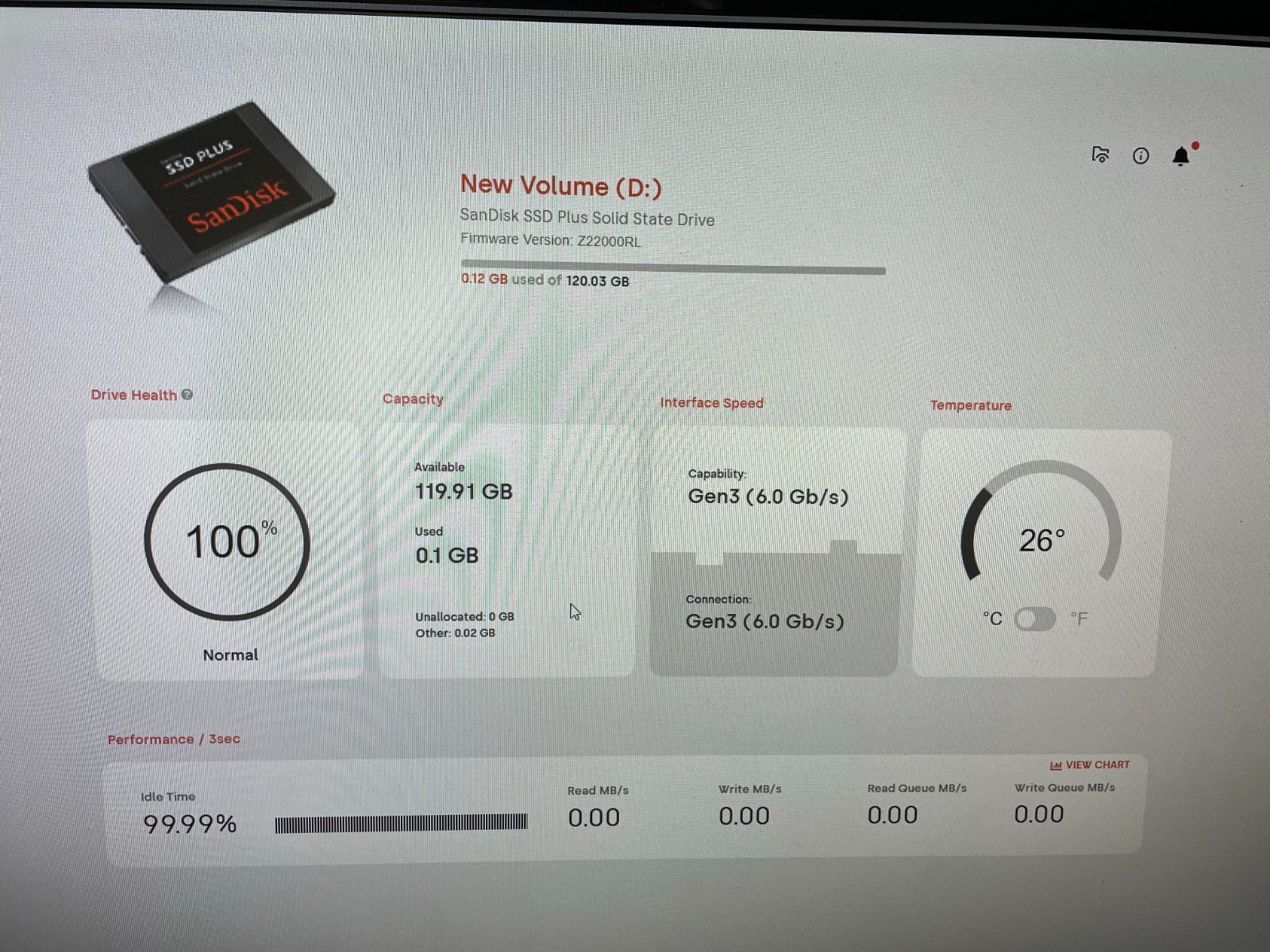 SanDisk SDSSDA-120G 120GB SATA Tested 2.5 100% Health SSD Solid State Drive