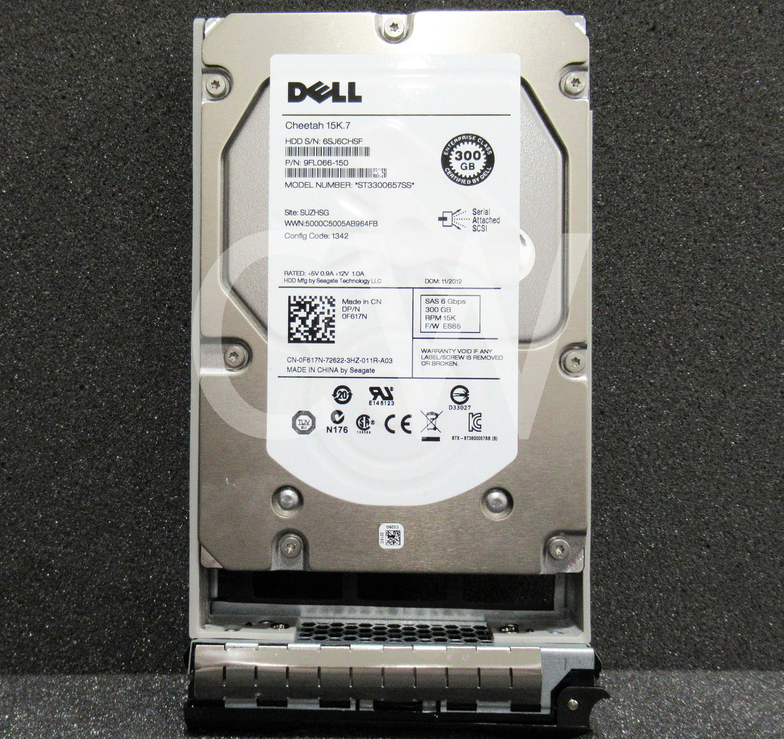9FL066-150 Dell 300GB 15K RPM 6Gb/s 3.5″ SAS SERVER HDD Hard Drive W/R Tray