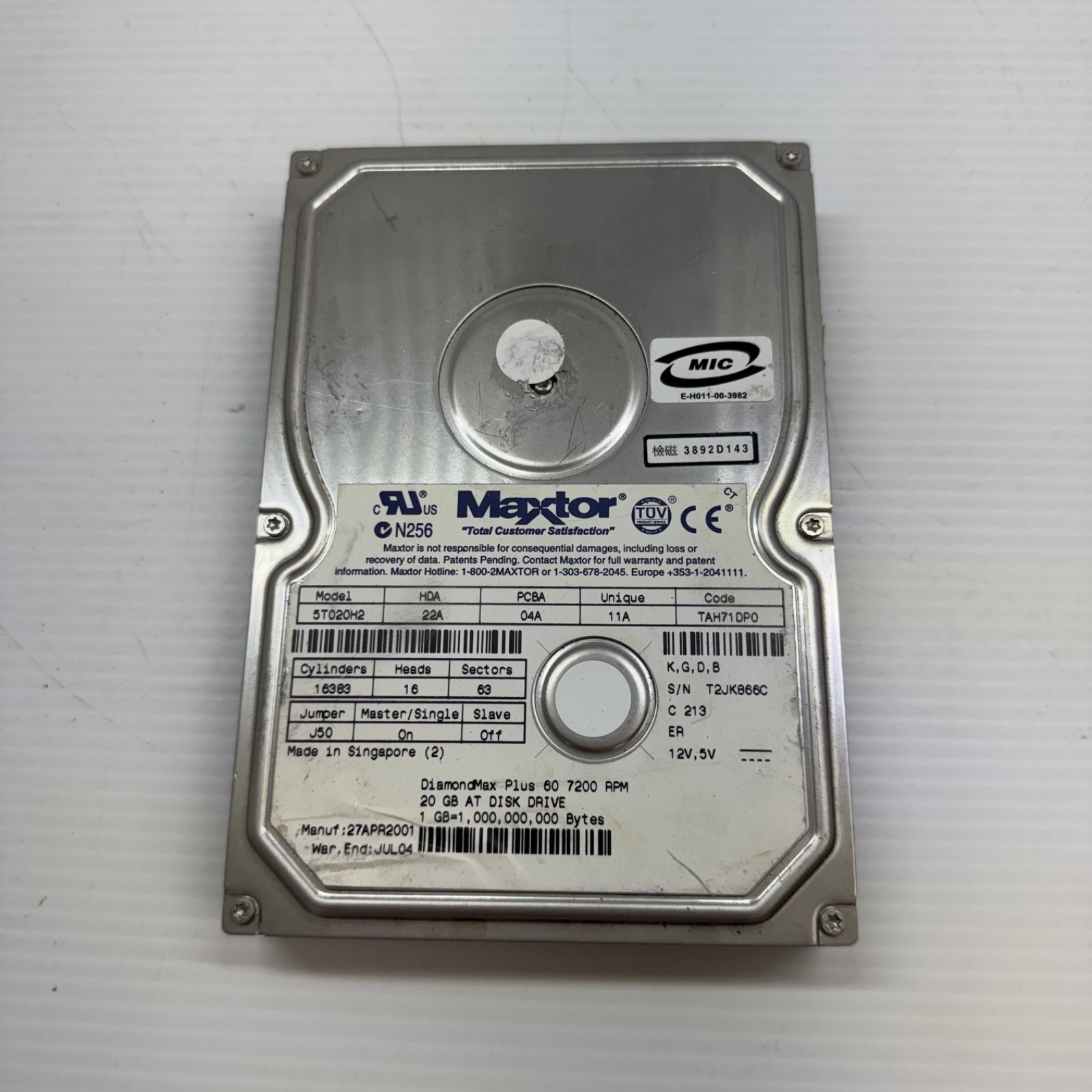 Maxtor 31024H1 HEWLETT PACKARD (HP) P2665-60101 20.4GB 7200 RPM IDE HDD