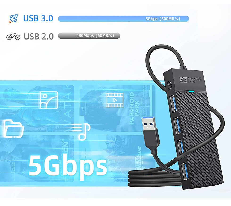IDSONIX USB 3.0 Hub 4-Port USB Hub Type C Splitter PD 100W Expander Adapter US