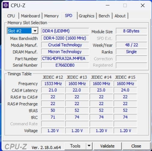 Crucial 16GB DDR4-3200 8GBx2 UDIMM CL22 1.2V Desktop Memory Tested