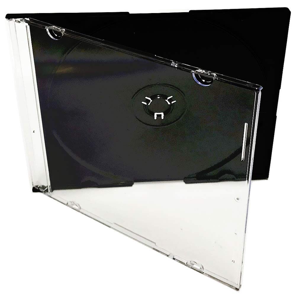 Smartbuy Slim 5.2mm Jewel Case Thin Clear Single CD DVD Disc 100 Packs, Black
