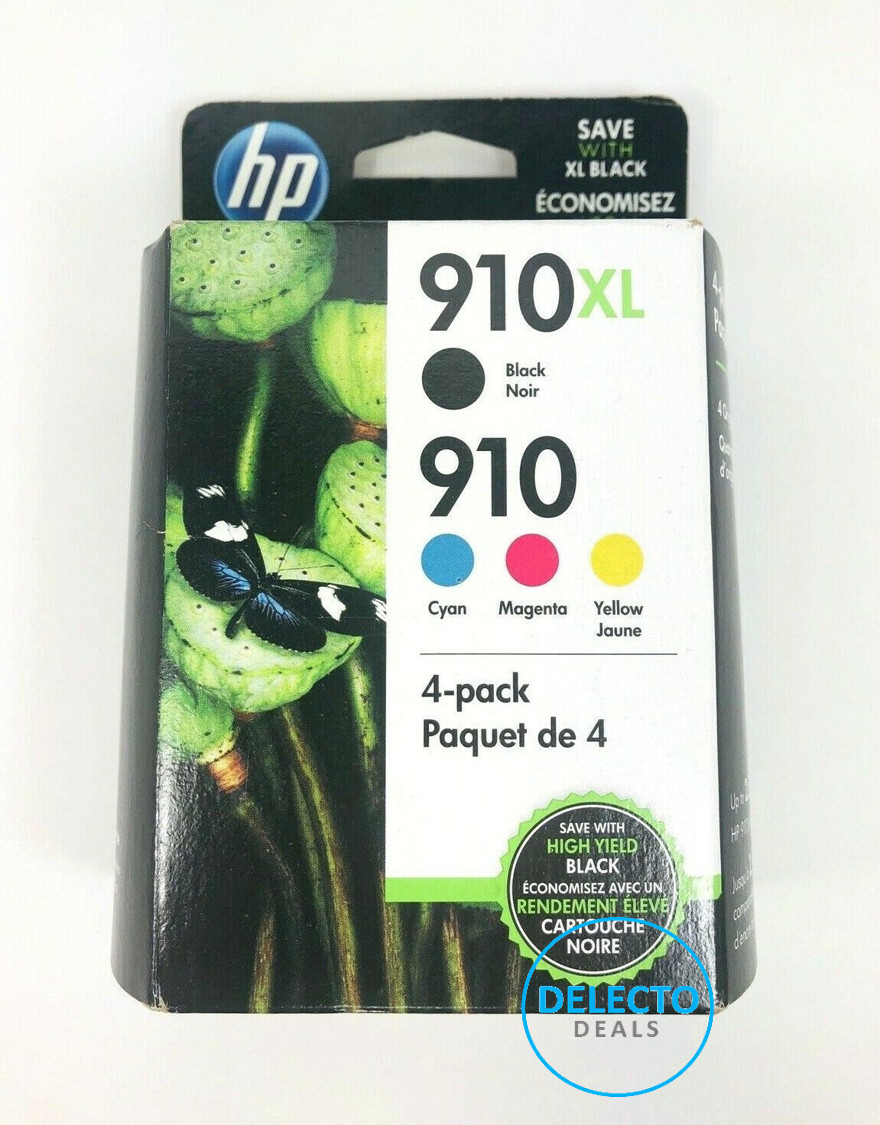 GENUINE 4-PACK HP 910XL BLACK & 910 Color C/M/Y INK 3JB41AN SEALED BOX 11/2026+