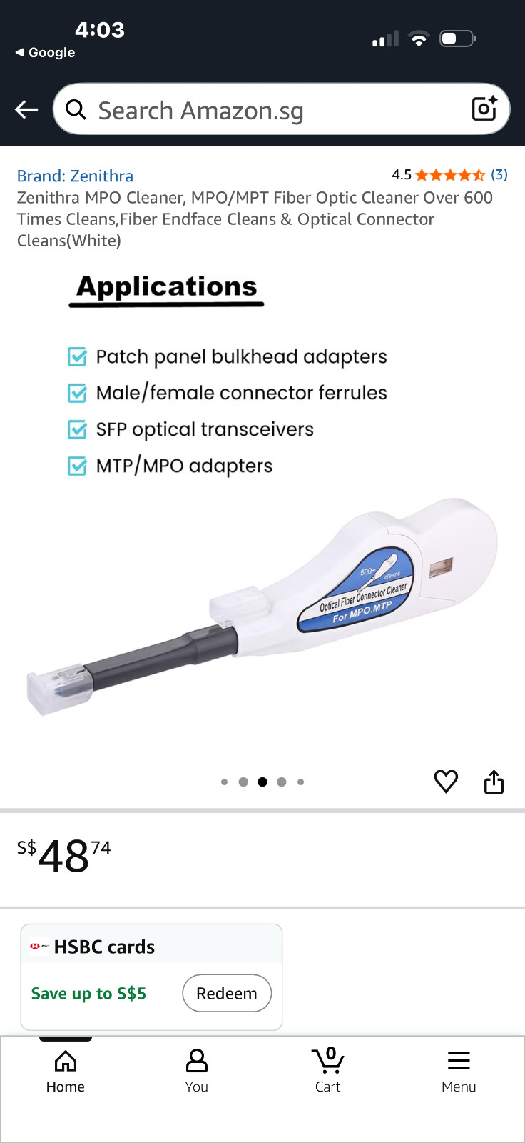 Fiber Optic Cleaner for MPO/MTP Connectors, over 500 Cleans, Fiber Endface & Op