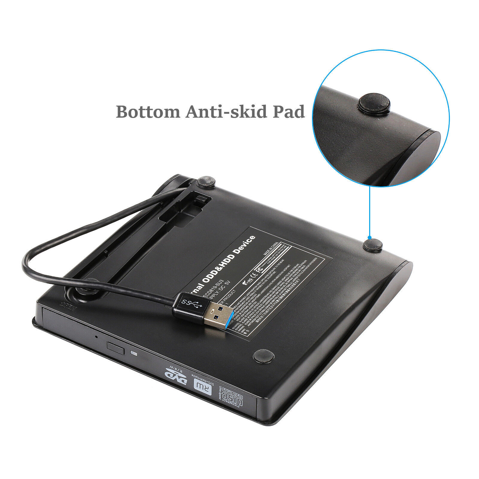 Slim External CD/DVD RW Drive USB 3.0 Writer Burner Player Black For Laptop PC