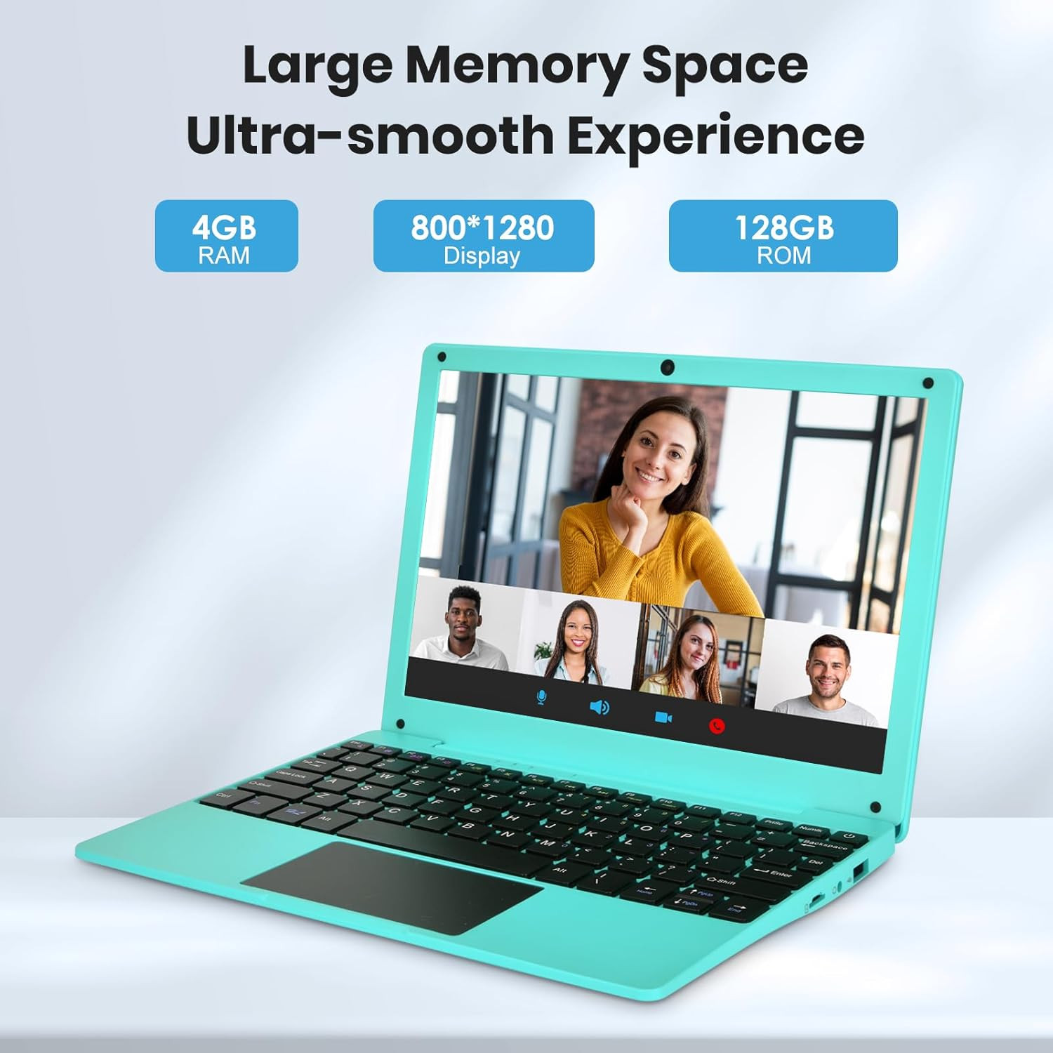 Mini Laptop 10.1 Inch Android 14, 4GB RAM, 128GB EMMC, Small Computer HD IPS Dis