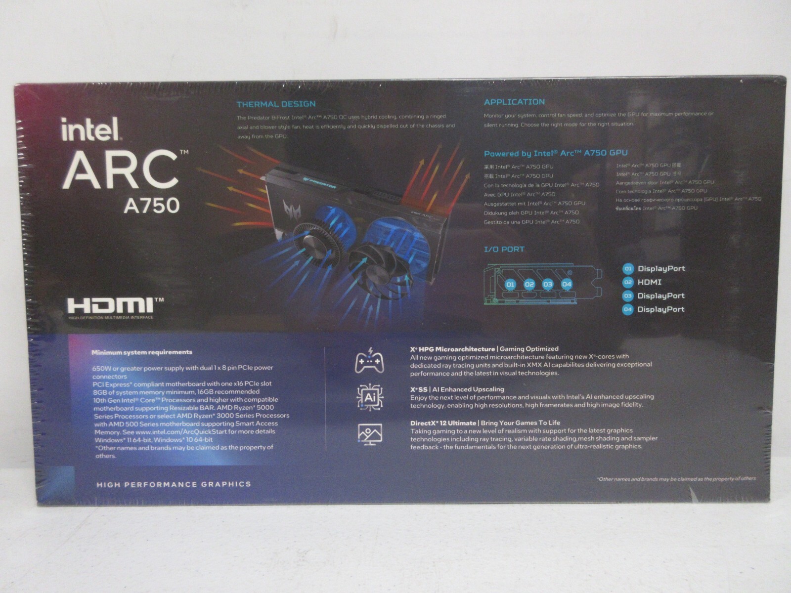 ACER Predator BiFrost Intel Arc A750 Overclocking Graphics Card 8GB GDDR6 NEW!!!